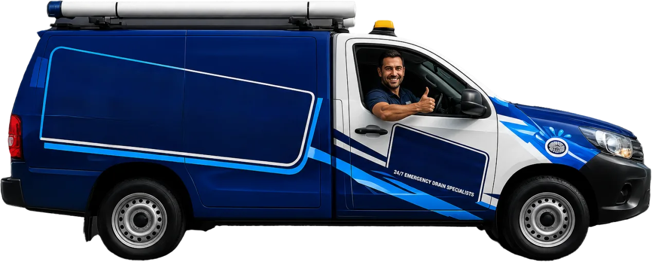 Our drain service van out on a Camden job