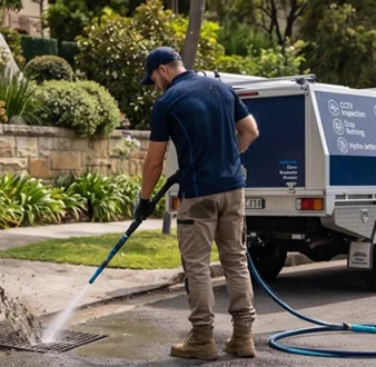 Cutting tree roots out of a Camden drain